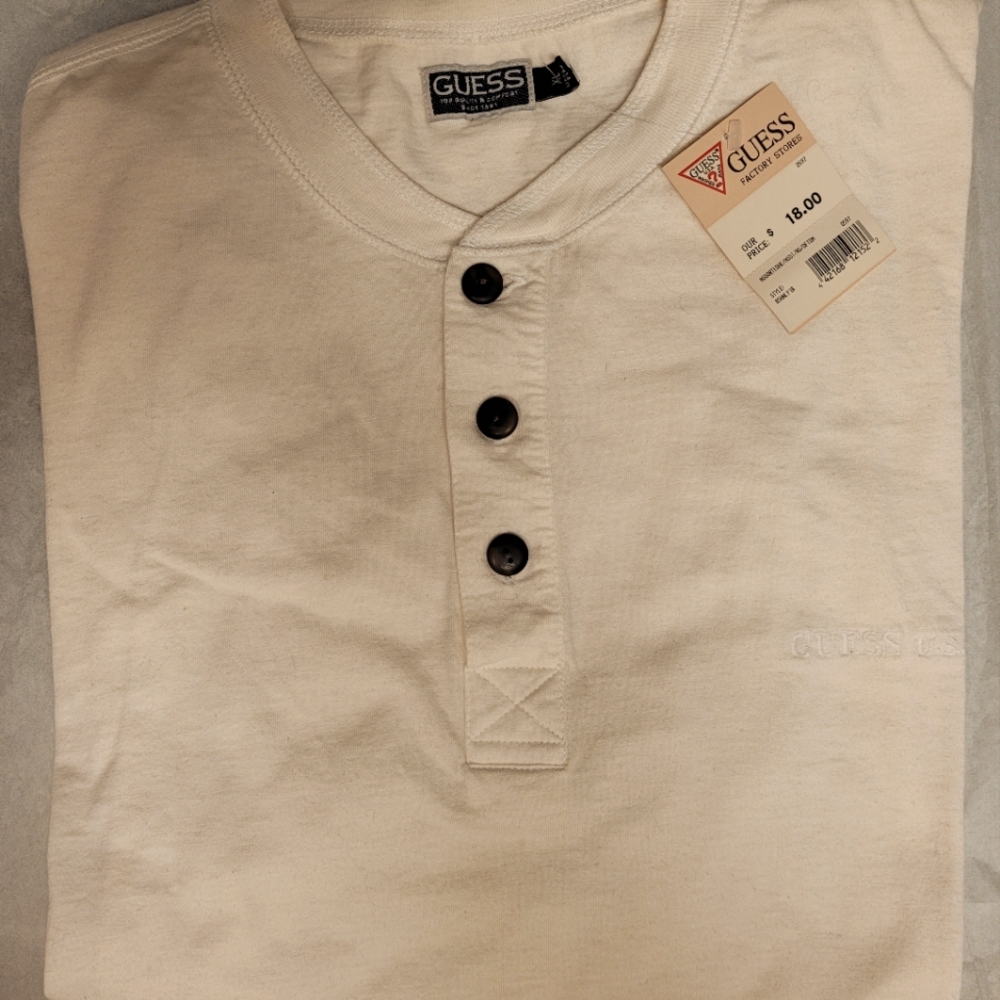Guess off white Henley, xl, nwt